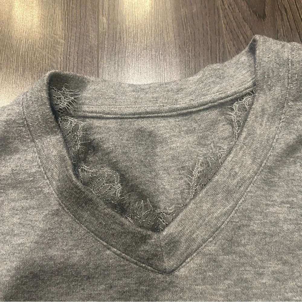 Gray V-Neck Sweater - Picture 7 of 11